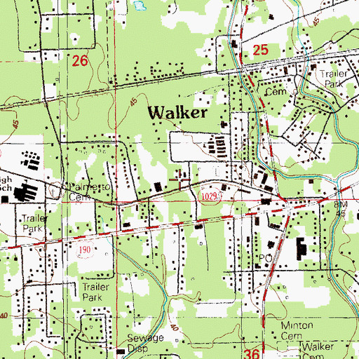 Topographic Map of Walker Police Department, LA