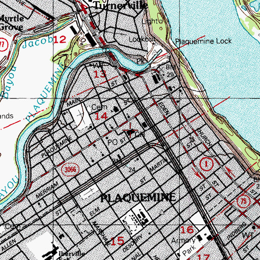 Topographic Map of Iberville Parish Sheriff's Office, LA