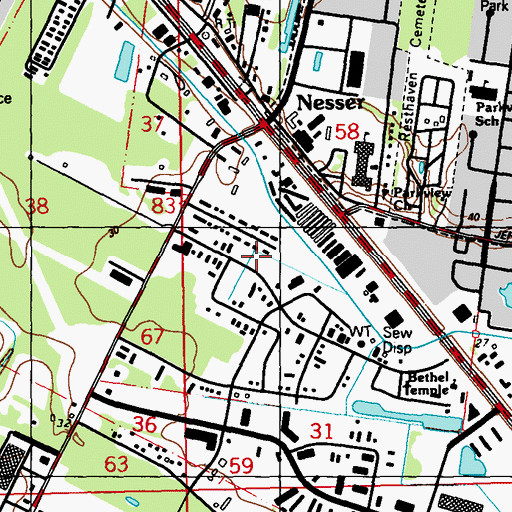 Topographic Map of Lesco Service Center, LA