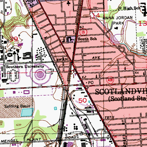 Topographic Map of Baton Rouge Police Department Fourth District, LA