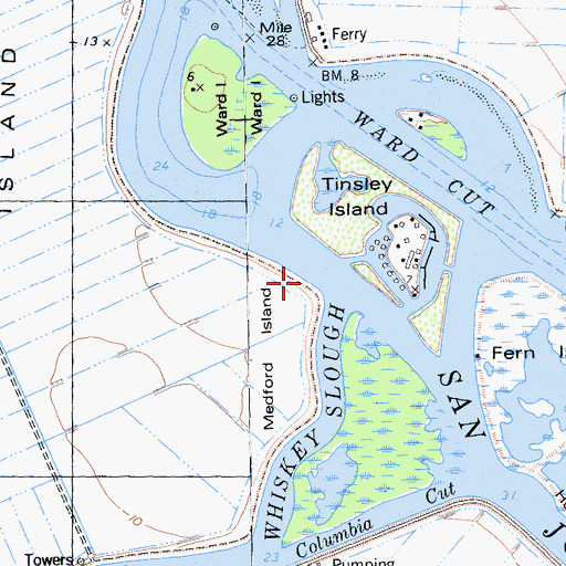 Topographic Map of Whiskey Slough, CA