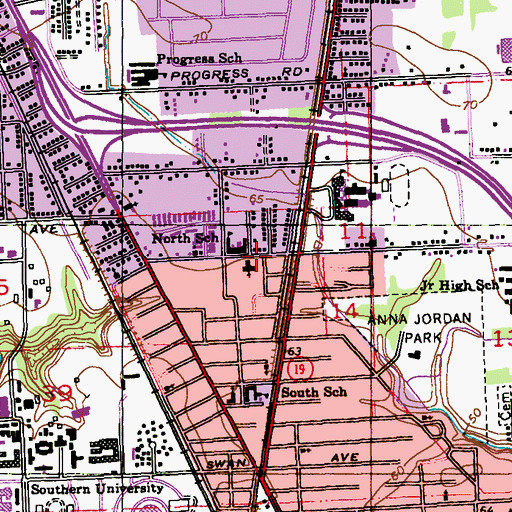 Topographic Map of East Baton Rouge Parish Sheriff's Office Scotlandville, LA