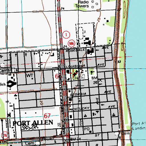 Topographic Map of West Baton Rouge Parish Sheriff's Office, LA