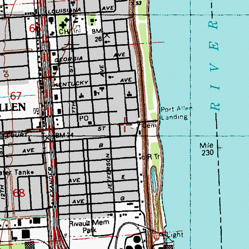 Topographic Map of Port Allen Police Department, LA