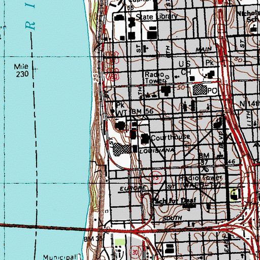 Topographic Map of East Baton Rouge Parish Sheriff's Office, LA