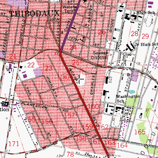 Topographic Map of Thibodaux Police Department, LA