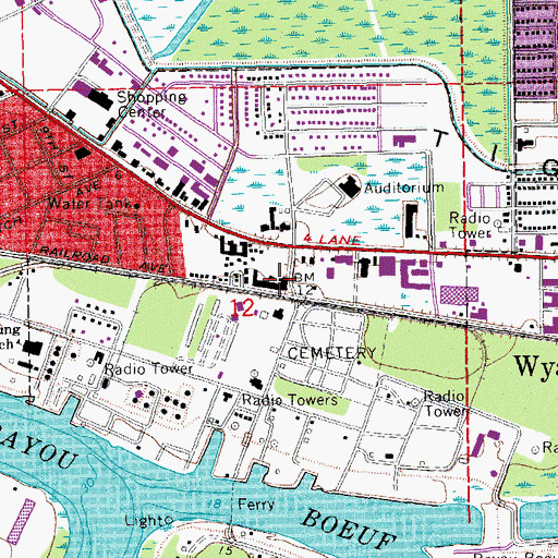 Topographic Map of Saint Mary Parish Sheriff's Office, LA