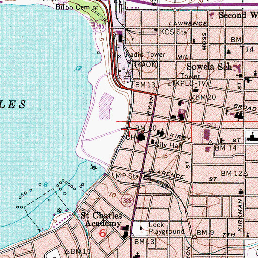 Topographic Map of Calcasieu Parish Sheriff's Office, LA