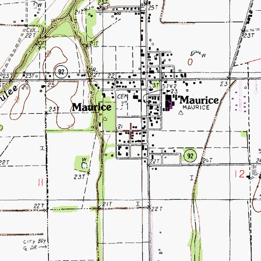 Topographic Map of Maurice Police Department, LA