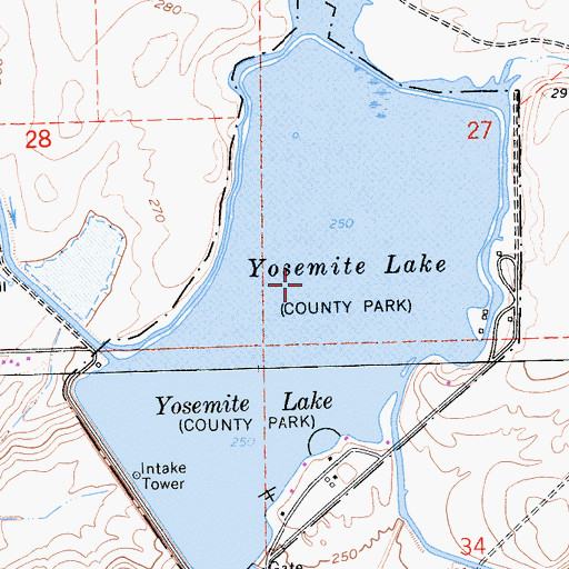 Topographic Map of Yosemite Lake, CA