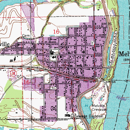Topographic Map of Melville Police Department, LA