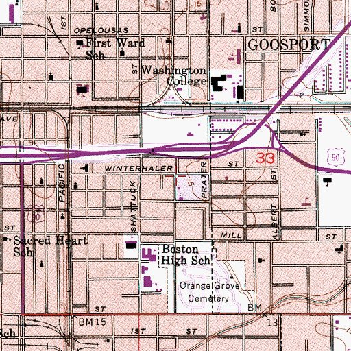 Topographic Map of Lake Charles Police Service Center, LA