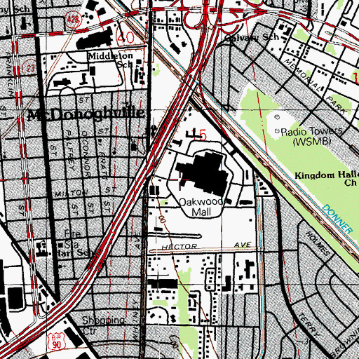 Topographic Map of Jefferson Parish Sheriff's Office, LA