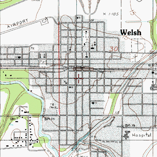 Topographic Map of Welsh Police Department, LA