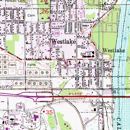 Topographic Map of Westlake Police Department, LA