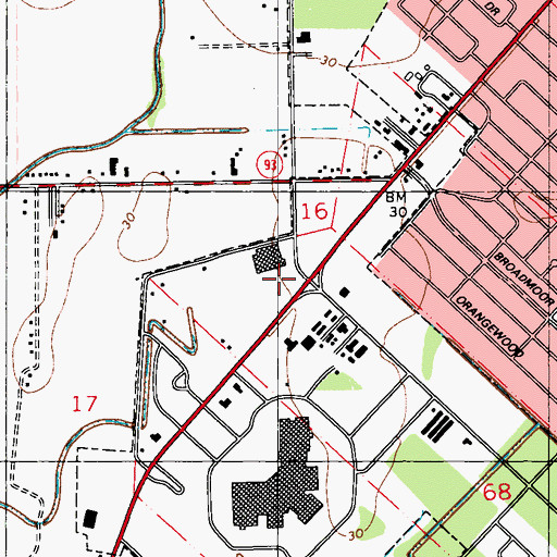 Topographic Map of Lafayette Police Department Sub Station South, LA