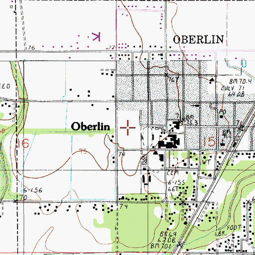 Topographic Map of Allen Parish Sheriff's Office, LA