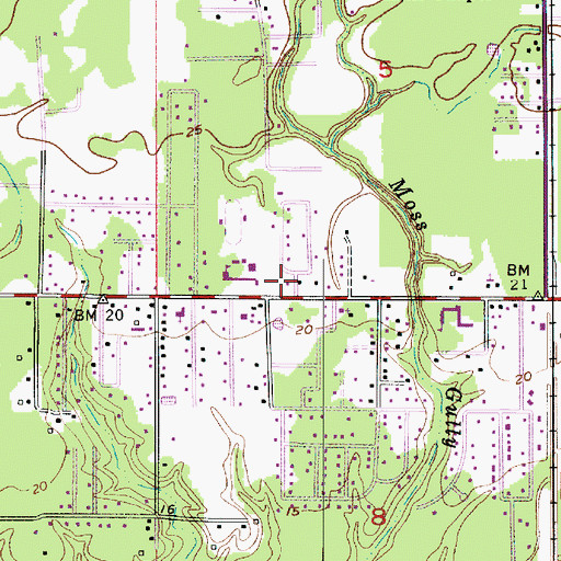 Topographic Map of Moss Bluff Calcasieu Parish Sheriff's Office, LA