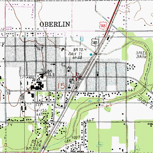 Topographic Map of Oberlin Police Department, LA