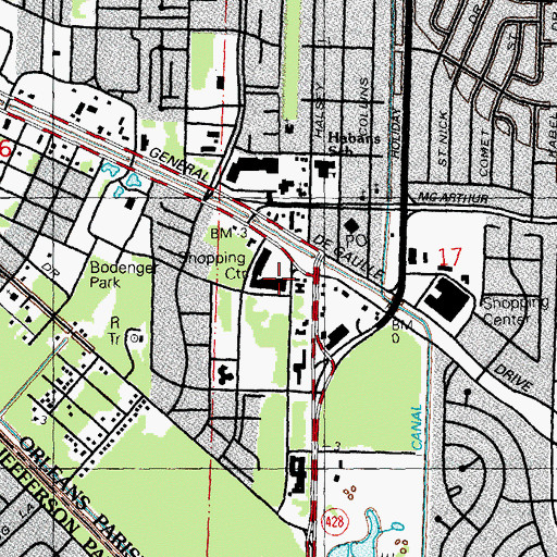 Topographic Map of New Orleans Police Department, LA