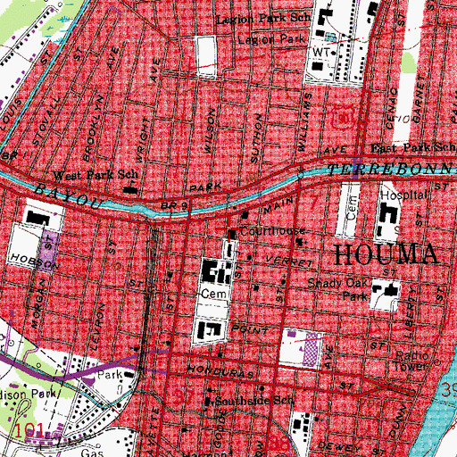 Topographic Map of Terrebonne Parish Sheriff's Office, LA