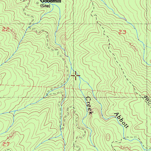 Topographic Map of Abbott Creek, CA