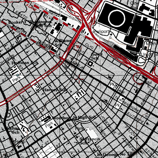 Topographic Map of New Orleans Police Department, LA