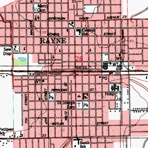 Topographic Map of Acadia Parish Police Jury Barn, LA