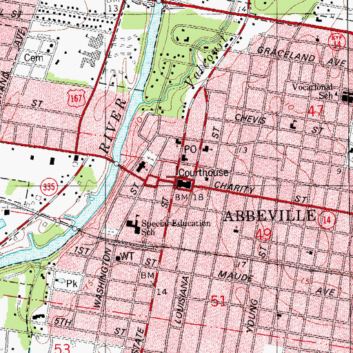 Topographic Map of Vermilion Parish Police Jury, LA