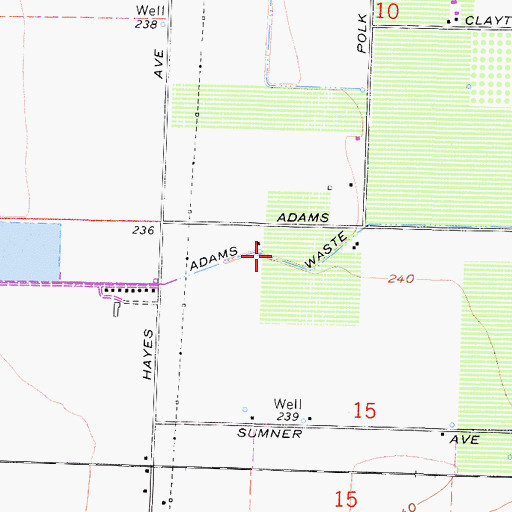 Topographic Map of Adams Waste, CA