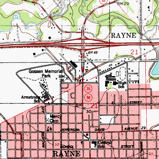 Topographic Map of Rayne Police Department, LA