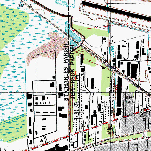 Topographic Map of East Jefferson Parish Levee District Police Department, LA