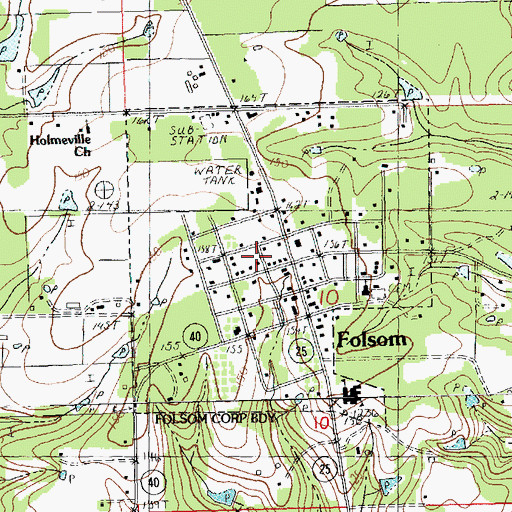 Topographic Map of Folsom Police Department, LA