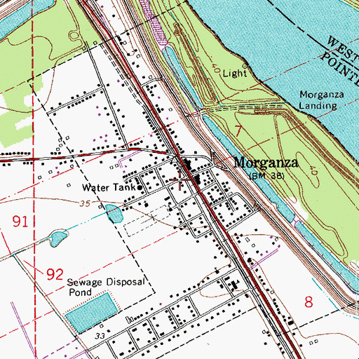 Topographic Map of Morganza Police Department, LA