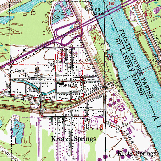 Topographic Map of Krotz Springs Police Department, LA