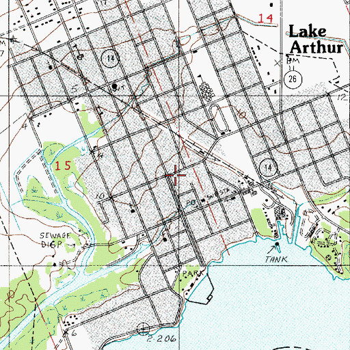 Topographic Map of Lake Arthur Police Station, LA