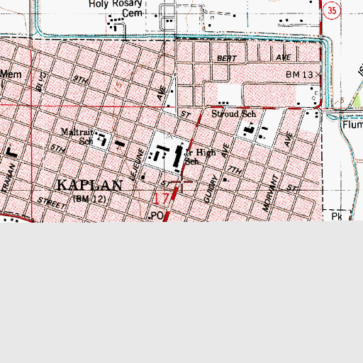 Topographic Map of Kaplan City Marshal's Office, LA