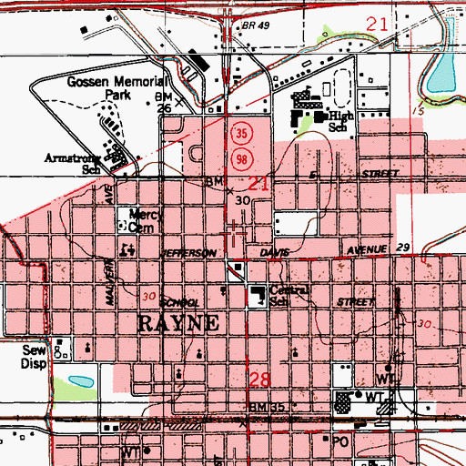 Topographic Map of Rayne Police Department, LA