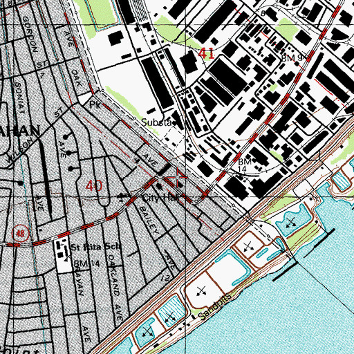 Topographic Map of Harahan Police Department, LA