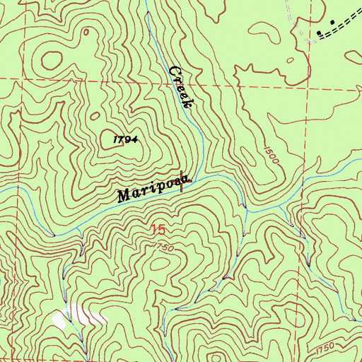 Topographic Map of Agua Fria Creek, CA
