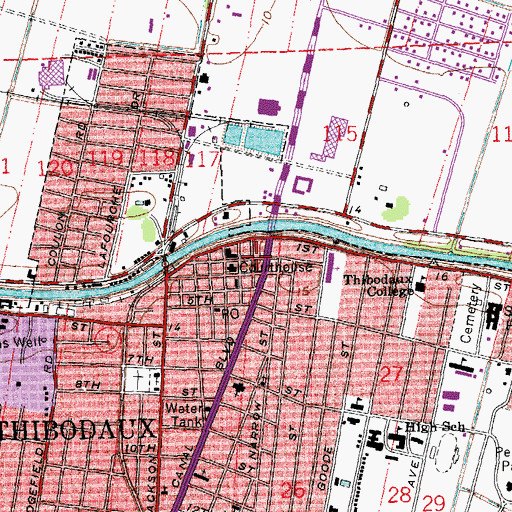 Topographic Map of Lafourche Parish Sheriff's Office, LA