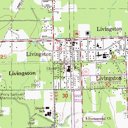 Topographic Map of Livingston Parish Sheriff's Office, LA