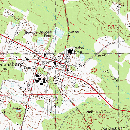 Topographic Map of Saint Helena Parish Sheriff's Office, LA