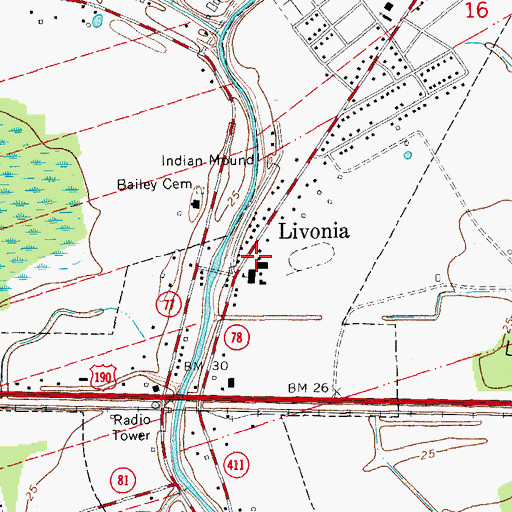 Topographic Map of Pointe Coupee Parish Sheriff's Office, LA