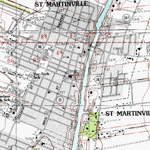 Topographic Map of Saint Martin Parish Sheriff's Office, LA
