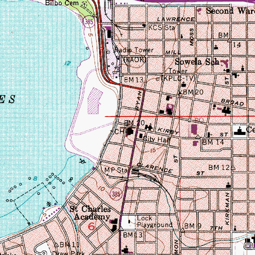 Topographic Map of Calcasieu Parish Sheriff's Office, LA