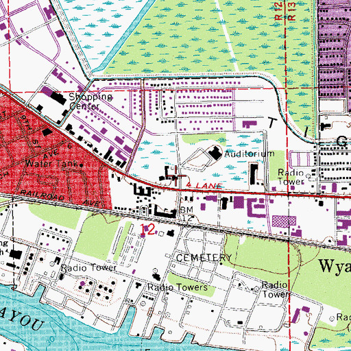 Topographic Map of Morgan City Police Department, LA