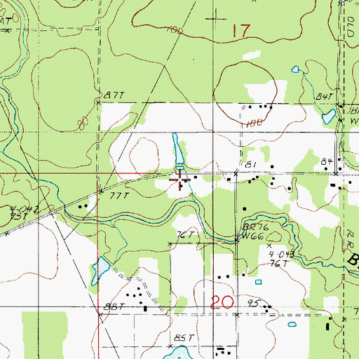 Topographic Map of Beauregard Parish Police Jury Barn, LA