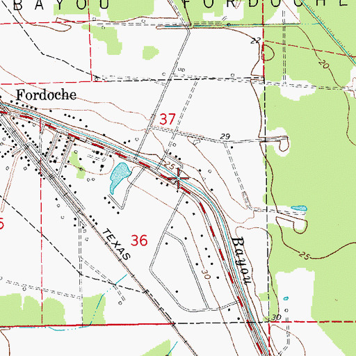 Topographic Map of Fordoche Police Department, LA