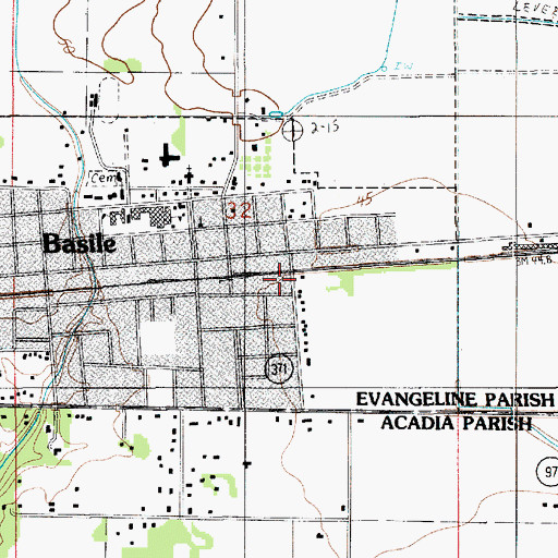 Topographic Map of Basile Police Department, LA